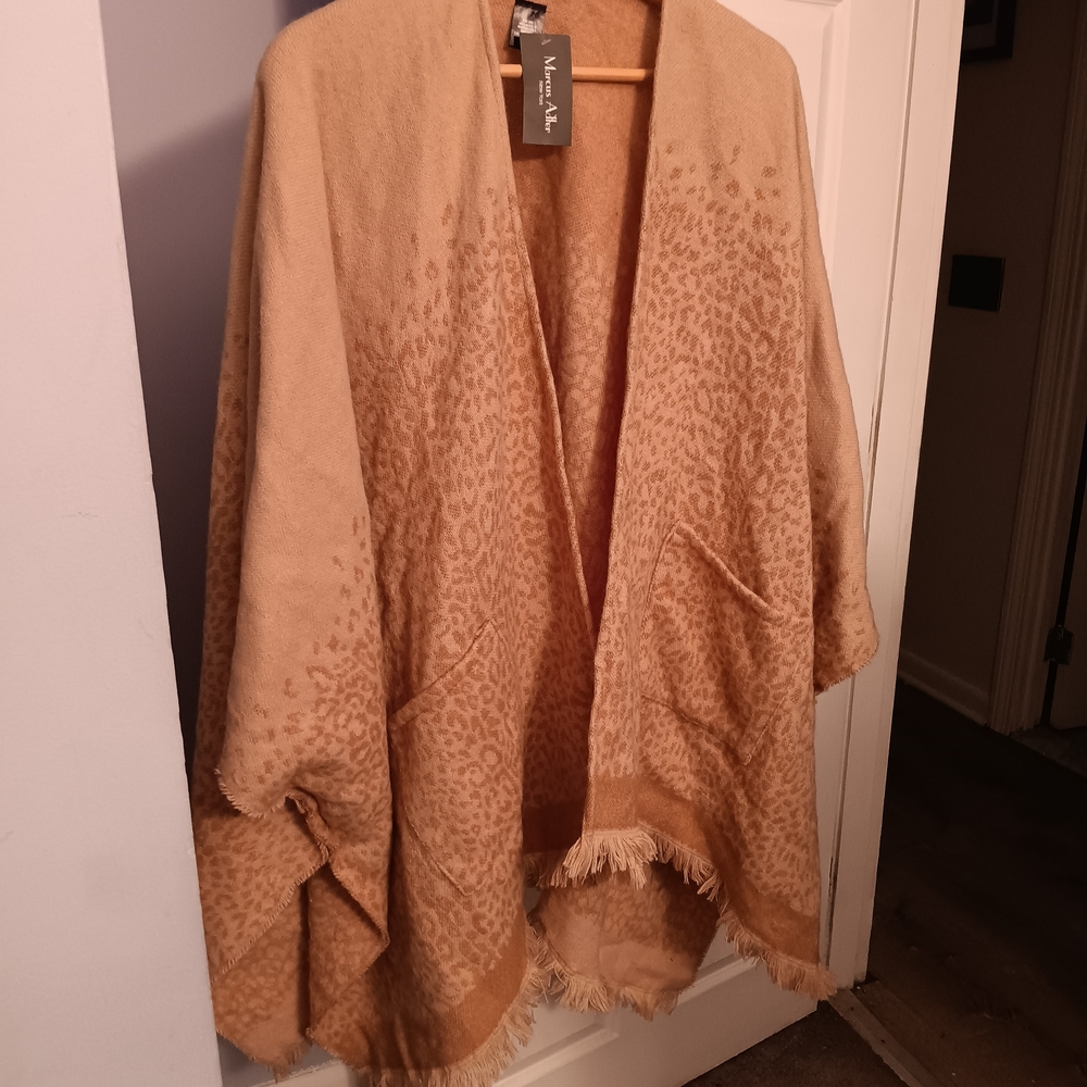 Tan Leopard Print Women's Poncho
